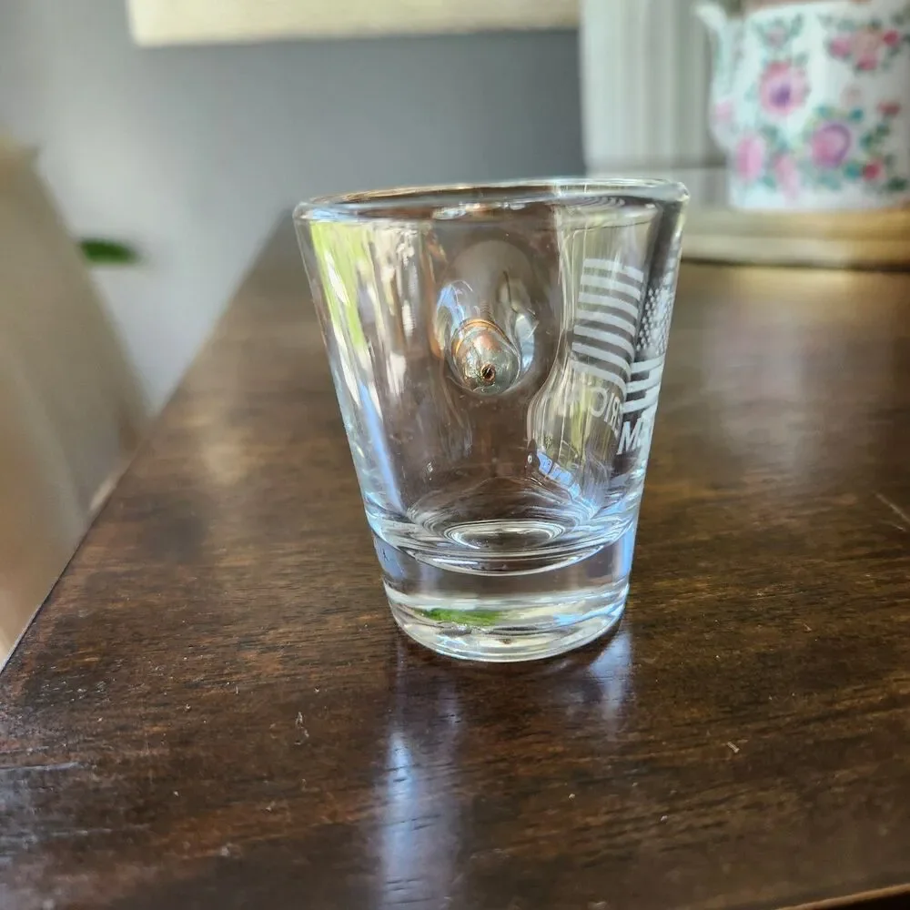 Original BenShot Bulletproof 'Merica Shot Glass w/ Real 308 Bullet Military Gift